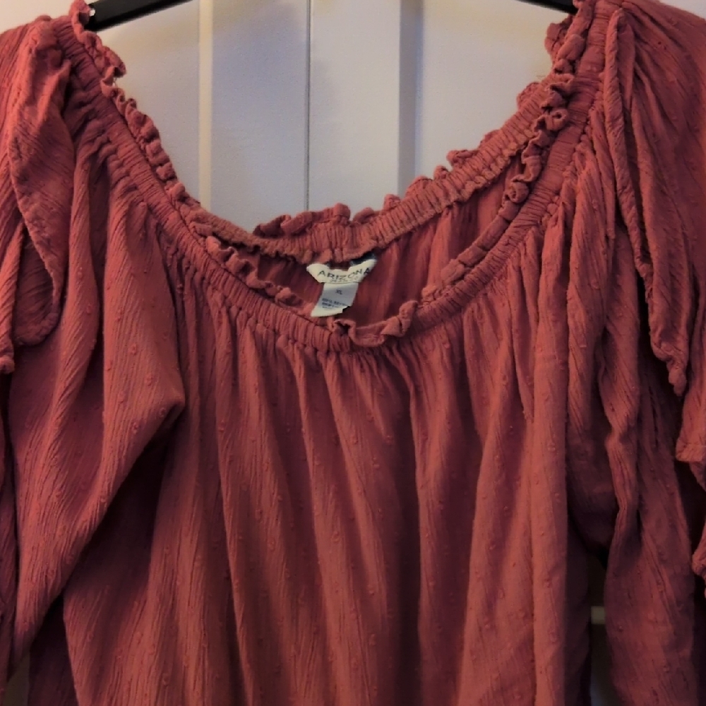 Women's Ruffled Blouse - Rust - Picture 4 of 6